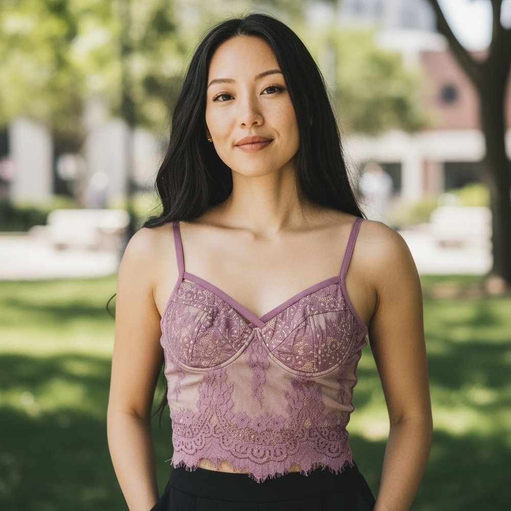 RIS Mauve Lace Crop Top